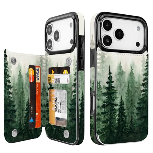 uCOLOR for iPhone 17 Pro Max Wallet Case with Card Holder Forest