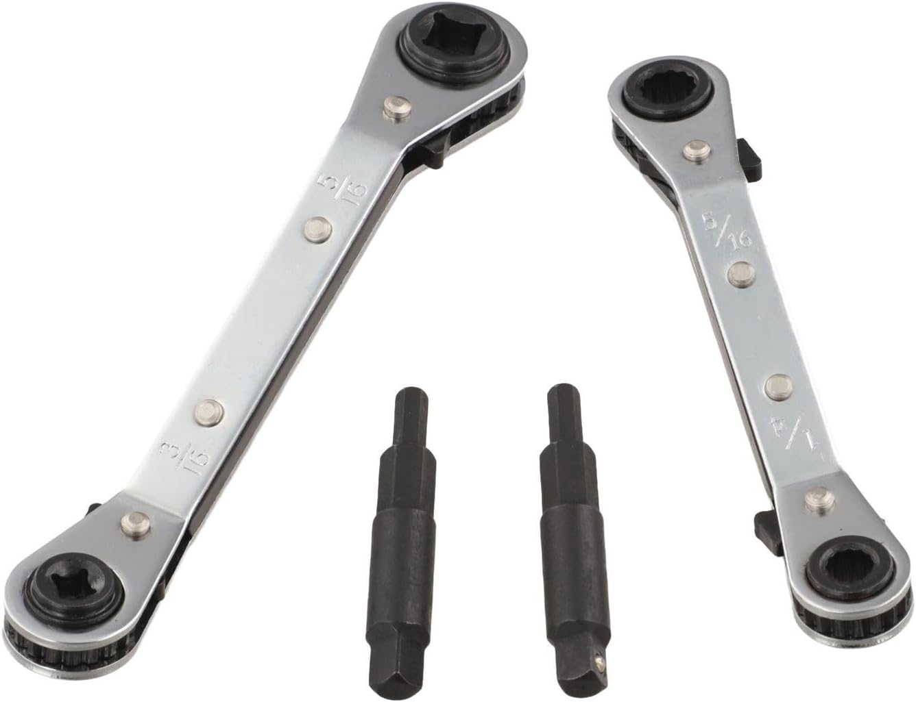 HVAC Ratchet Wrench Set with Hex Bit Adapters, Air Conditioner and Refrigeration Valve Tool for Compressor, Shut-Off and Rotary Lock Valves, Narrow Space