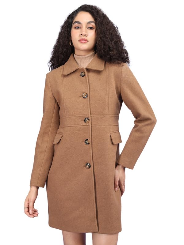Image of PLAGG Women Winter Wear Long Length Overcoat with Wool blend and Comfort fit