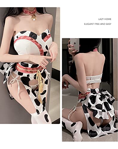 Womens Anime Cow Cosplay Bikini Bra and Panty Set Japanese Kawaii maid lingerie (cow outfit 5) - Image 3