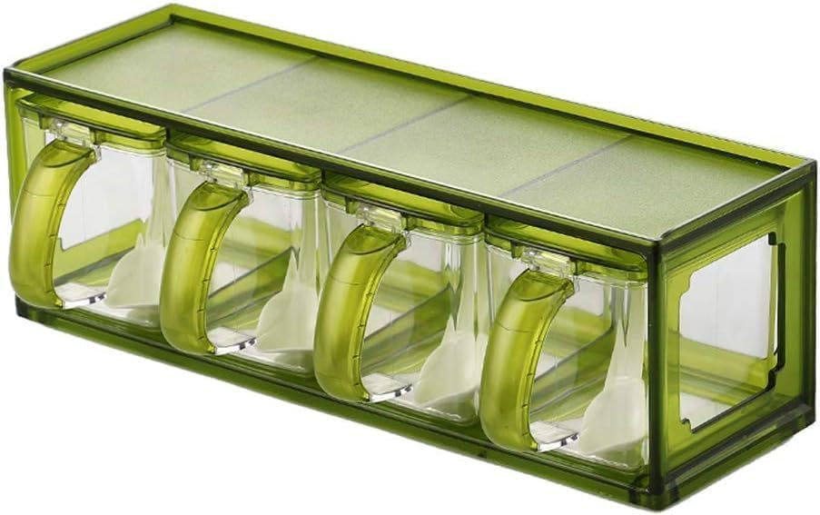 4-Pcs Acrylic Seasoning Box Spice Racks | Separable Spice Containers for Kitchen Organization | Ideal for Cooking, Baking, Tea, Coffee, and Holiday Feasts