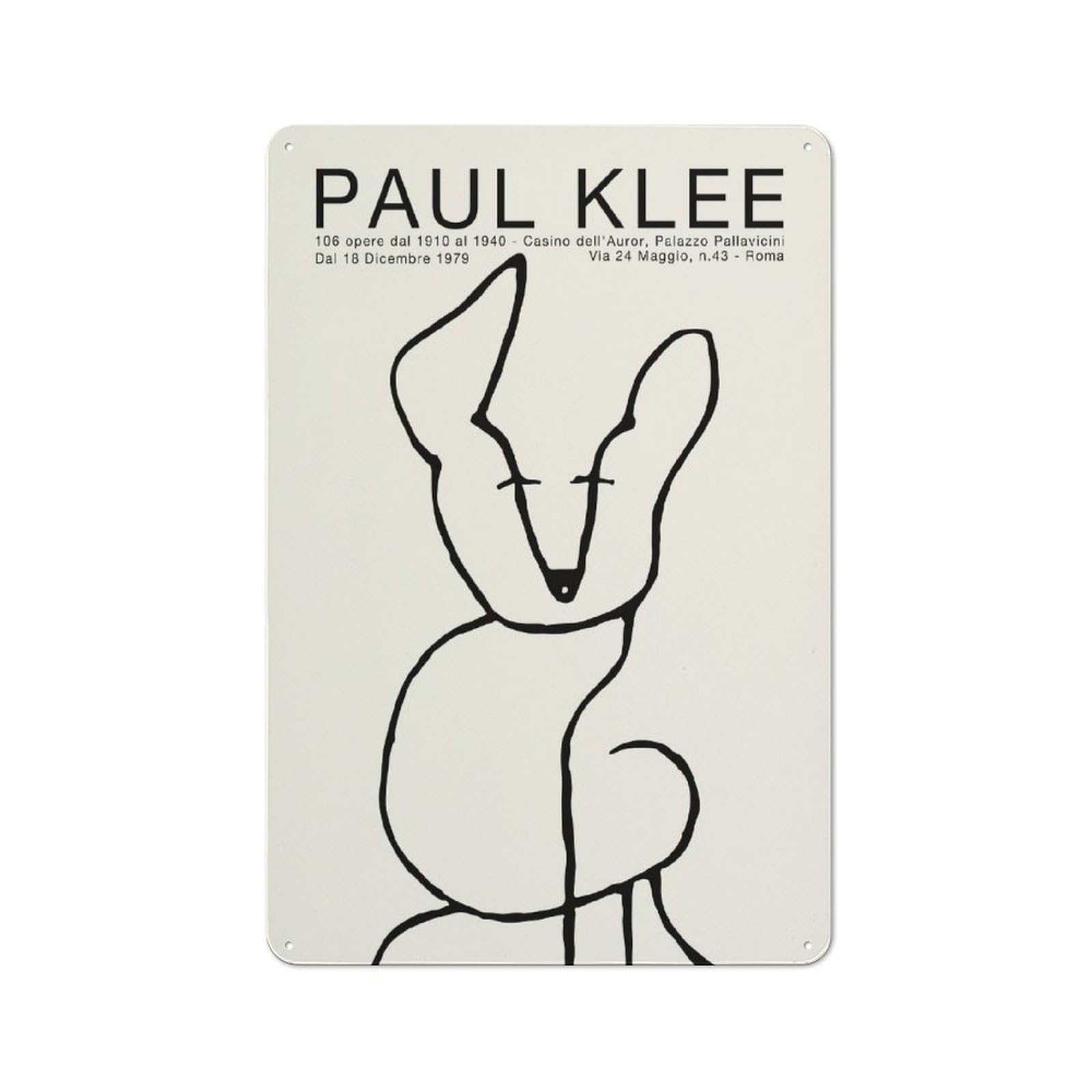 Paul Klee Line Art Dog Rustic Metal Sign 30x20cm for Dining Room Or Kitchen, Metal Sign Decor for Kitchens And Dining Spaces
