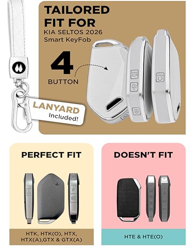 Image of Metalyx Key Fob Cover for Kia Seltos 2026 Facelift (HTK, HTK(O), HTX, HTX(A), GTX, GTX(A)) | Soft TPU | Anti-Scratch | Strong Signal | Stylish Case with Lanyard