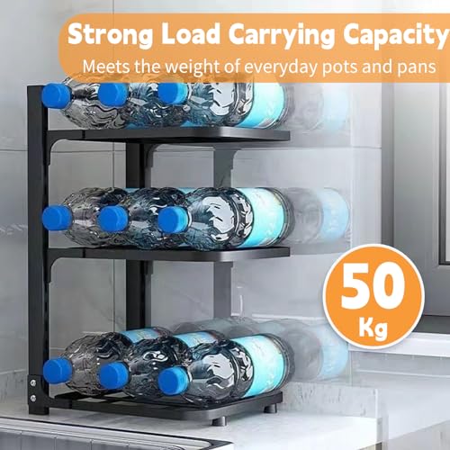 Felenny 4-Tier Pots and Pans Organiser Rack Adjustable Pot Rack Free Standing Pot and Pan Rack Organizer Cabinet Under Sink Pot Pan Rack, Baking Tray Storage and Organiser, Black - Image 4