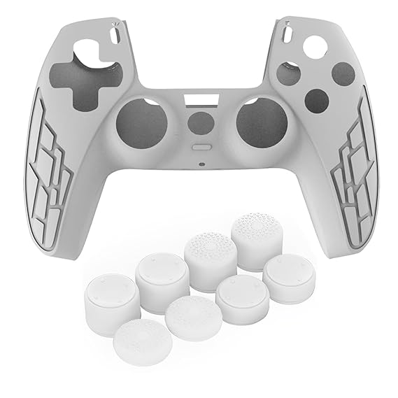 OIVO INDIA White Cover for PS5 Game Controller Remote Sleeves with White ThumbGrip Set