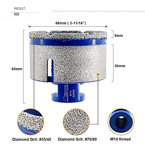 SHDIATOOL Diamond Drill Bits Finger Milling Bits Dia 68mm M14 Thread Shaping Grinding Ceramic Tile Granite Enlarge Bevel Holes Saw - Image 2