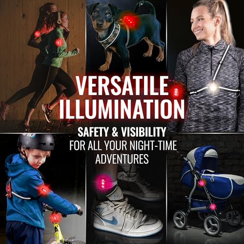 AVANTO Chest Light with (2) LED Safety Clip-Lights for Dog Walking, Night Walks, Biking | Reflective Gear for Walking, Running, Cycling, Strollers, Dogs, E-Bike, Scooters