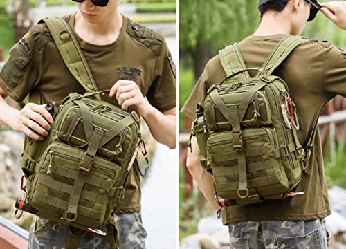 Dounto Tactical Backpack Medium Edc Daypack Military Molle Backpacks Bag Outdoor Rucksack For Fishing Hunting Camping (Khaki) #TOP6