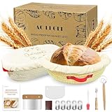 Banneton Brotgärkorb-Set aus Baumwollseil, 30,5 cm rund und 30,5 cm oval, Sauerteig-Brot-Backzubehör mit Einsatz und Stoffbezug, Sauerteigschaber für das Backen zu Hause (30,5 cm runde und 30,5 cm