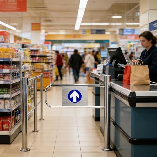 Automatic One-Way Swing Gate, Stainless Steel Pedestrian Access Door, 90° Manual Opening, Ideal for Library, Shop, Warehouse - 80x100cm (31.5x39.4in)