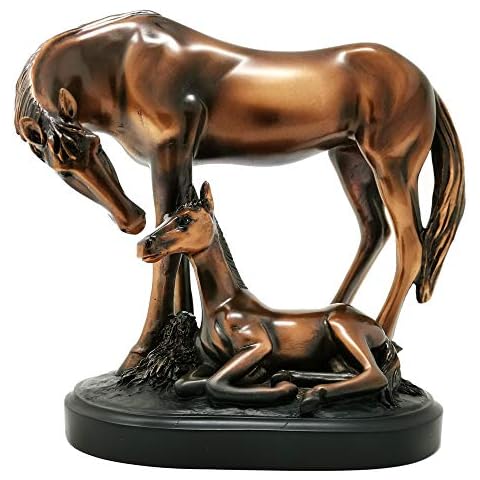 Treasure of Nature Bronze Mom & Baby Horse Sculpture Statue, 8 x 4.5 x 7 inch Cover