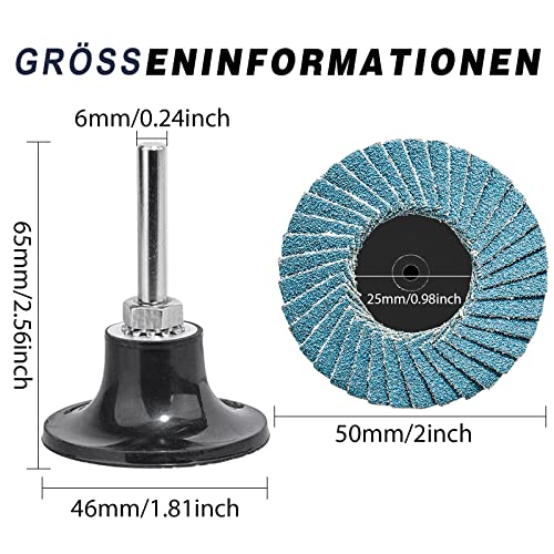 Shineboc Fächerscheiben 50mm, 30 Stück 2 Zoll Schleifscheiben Körnung 40/60/80 Zirkonkorund Schruppscheibe für Metall Holz Stahl Schnelles,Lamellenschleifer für Trenn- oder Winkelschleifer