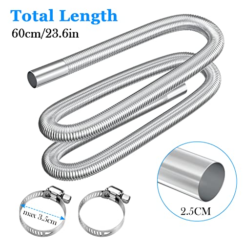 URAQT Abgasrohr Standheizung, 200 cm Abgasschlauch für Stromerzeuger Auto Edelstahl Abgasrohr Metallschlauch Abgasrohr Standheizung Diesel abgasrohre mit Zwei Edelstahlklammern für Diesel Heizung