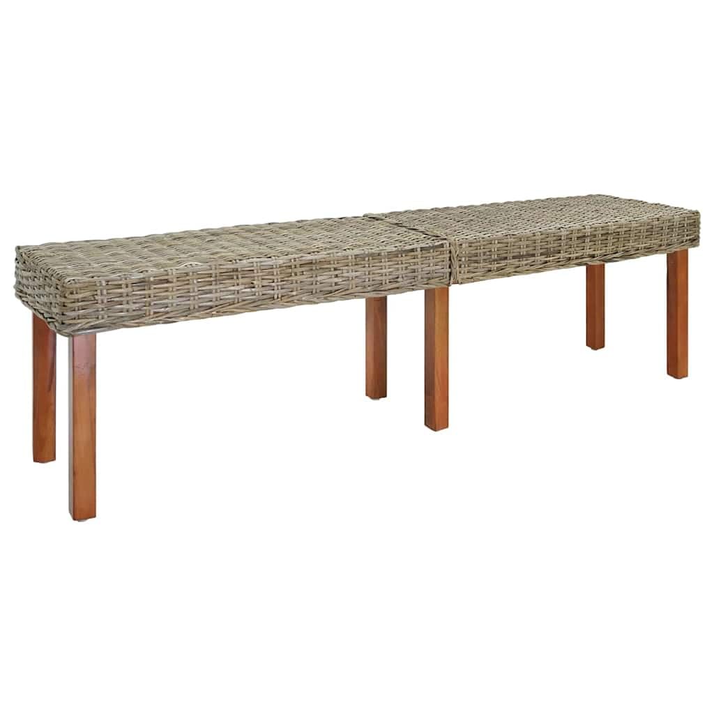 Ławka naturalna, 160 x 35 x 45 cm, łóżko z litego drewna, mango, ławka do siedzenia ze stabilną ramą, do ogrodu, na taras, do salonu, jadalni i wejścia, trwałe siedzisko dla 2 osób