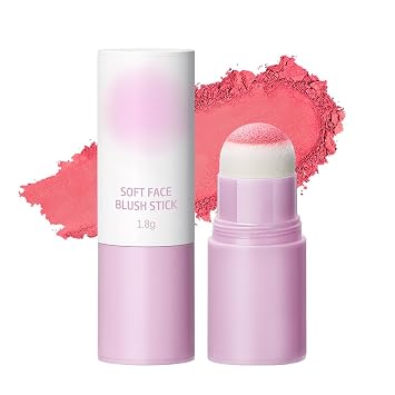 Soft Face Blush Stick, Matte Natural Long Lasting Blush for a Flawless Finish, Creamy Blendable Formula for All Skin Types, Everyday Wear Professional Quality Makeup Shy pink, Large