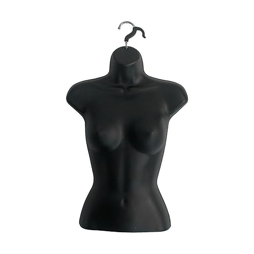 Miniatura 7 de DisplayTown - Maniquí femenino de torso con soporte de metal, cuerpo hueco, apilable, apto para exhibir camisetas, mostrador, ferias de