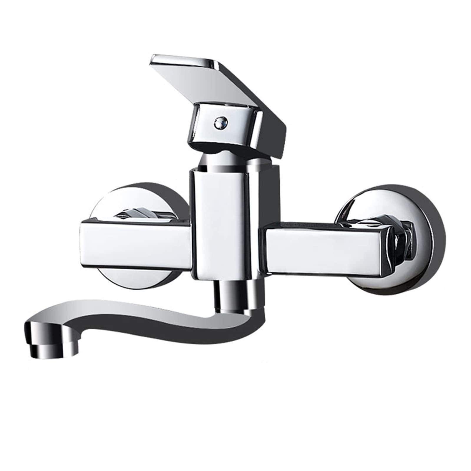 Robinet de cuisine mural pivotant mitigeur évier laiton chromé eau chaude froide 18cm