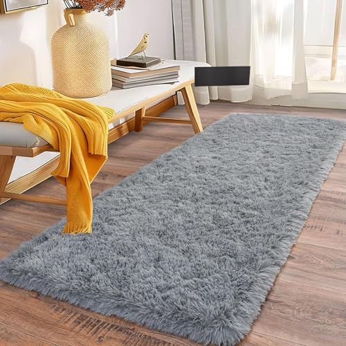 Tapis chambre à coucher gris super doux et antidérapant