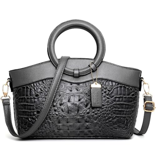 Bolso tote de mujer en cuero PU con diseño cocodrilo miniatura 1