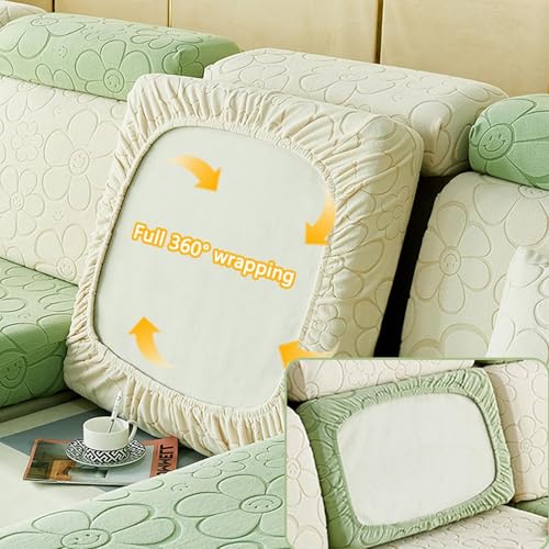 Housse de canapé extensible en velours pour masquer l'usure et protéger le salon - 8