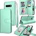 Tekcoo for Galaxy S10 Case, for Galaxy S10 Wallet Case/PU Leather, Luxury Cash Credit Card Slots Holder Carrying Folio Flip Cover [Detachable Magnetic Hard Case] Kickstand for Samsung S10 -Turquoise