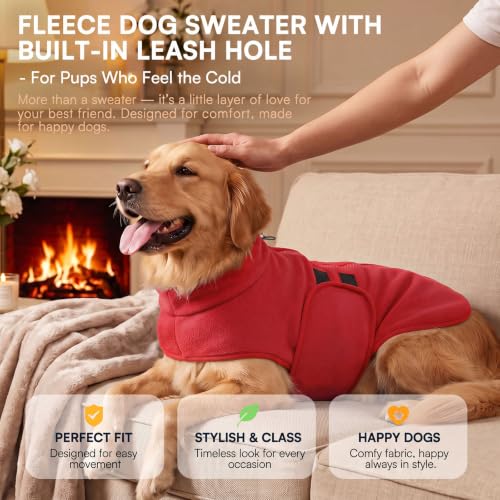 Image of Queenmore Small Dog Sweater,Soft Fleece Dog Vest Dog Jacket with Leash Hole