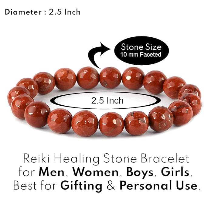 Image of Reiki Crystal Products Certified Natural Crystal Stone Diamond Cut /Faceted 10 mm Beads Bracelet for Men & Women | Reiki Charged Gemstone Jewellery | Multiple Stone Variants Available