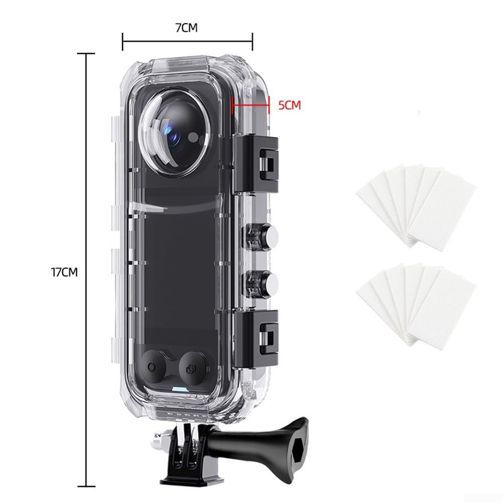 Carcasa de buceo impermeable para cámara Insta360 X5 con protección de vidrio templado, soporta profundidades de hasta 60 m, funda perfecta para fotografía submarina y grabación de video