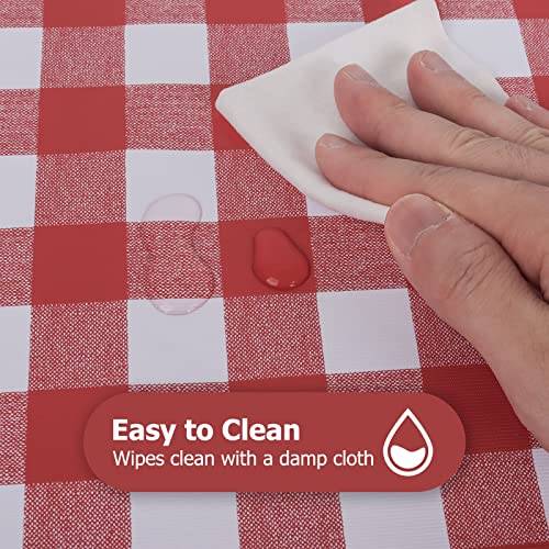 Red And White Checkered Vinyl Rectangle Tablecloth, 54X54 Inch Stain Resistant And Washable Gingham Table Cloth, Buffalo Plaid Tablecloth, For Outdoor, Picnic, Kitchen, Banquet, Holiday Dinner #TOP3