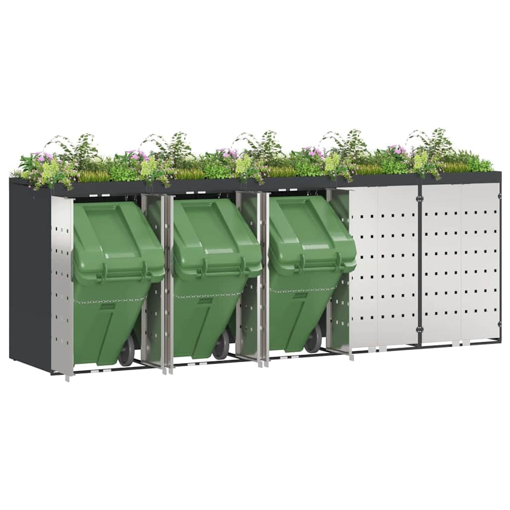 Genérico Almacenamiento de Cubos Wheelie para 3 Cubos Antracita,Casa y jardín,Productos del hogar,Accesorios para contenedores de residuos,Soportes para contenedores de residuos-3394786