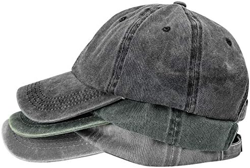 3 Packs Washed-Cotton Plain Baseball Cap, Vintage Adjustable Dad ...