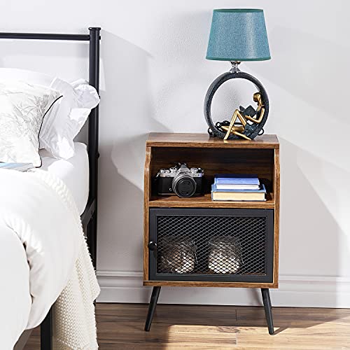 Vecelo Nightstand With Storage Cabinet, End Side Table With Drawer,Night Stand For Home, Bedroom, Living Room, Easy Assembly,Set Of 2,Brown #TOP4