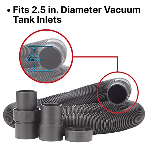 Shop-Vac 9050333 Vacuum Hose for Standard or Locking Inlets, 8-Foot x 2.5 Inch Diameter, Prevents Clogging With Bulky Debris, (1-Pack)