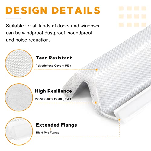 Weather Stripping Door Seal Strip V-Shaped, Ablink Weather Stripping For Door Frame And Windows, Exterior Door Weather Stripping, Soundproof Door Seal Strip (19.8Ft-White) #TOP1