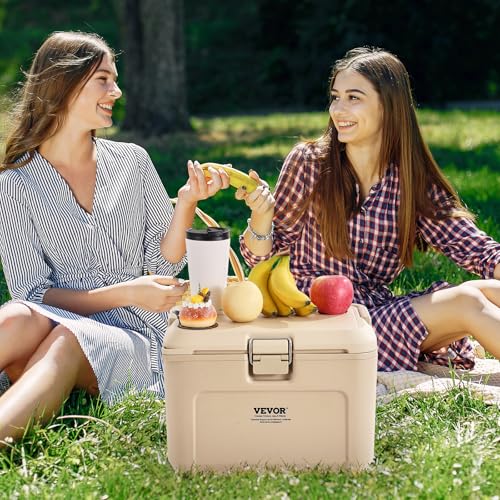 VEVOR 16.5 QT Hard Cooler with Ice Retention, Heavy-Duty Handles, Cup Holder, Lightweight Rigid Material, Suitable for Family Picnics and Short Trips