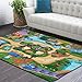 Cute Dinosaur Zoo Area Rug for Kids Boys Girls Room Bedroom, Dinosaur Land Toddler Baby Crawling Playing Rug Gaming Carpet for Living Room Nursery Room, Non-Slip Machine Washable Rug 59 * 39inch