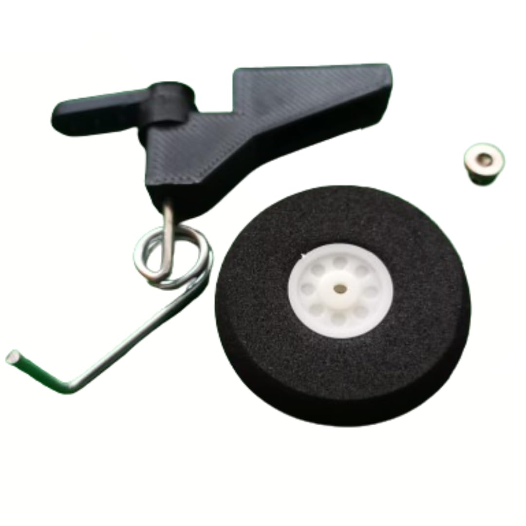 FlyingMachines Durable Tail Wheel Landing Gear for RC Planes – Stainless Steel & PLA, 40mm Wheel, Lightweight & Stable Design (Made in India)