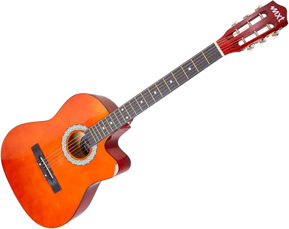 MXT Violão Eletroacústico Cutway, Mogno, 20 Trastes, Equalizador, Cordas de Aço, Vermelho