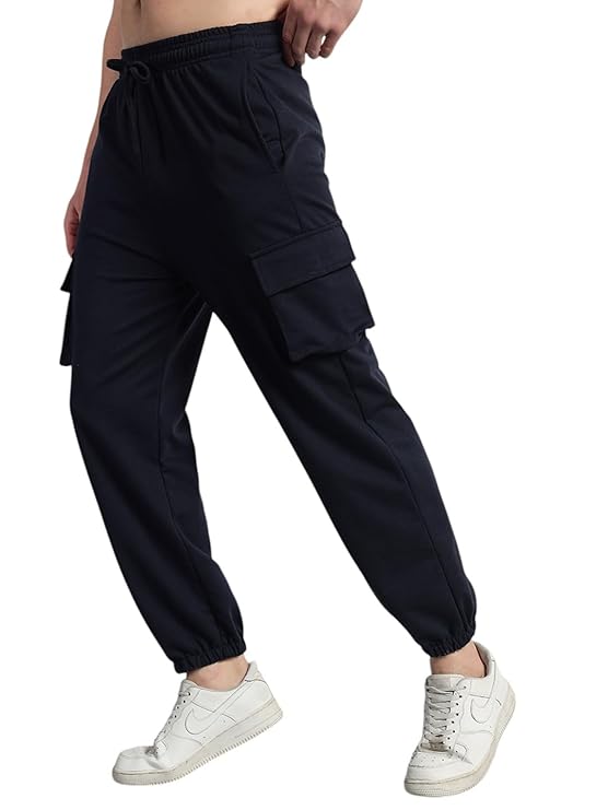 Q - RIOUS Men Cargo || Men Cargo Pants || Men Cargo Pants Cotton || Cargos for Men, Black, 28