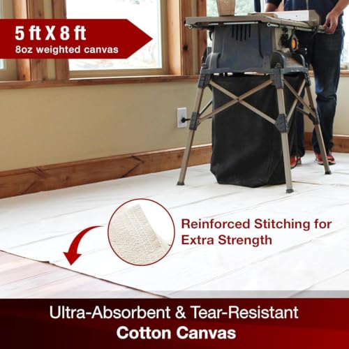 Image of Quick Drop 8 Oz Canvas Safety Drop Cloth, 3.5' x 4', (Pack Of 12)