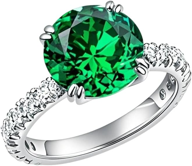 Solid Gold Gemstone Engagement Ring for Women,Round Cut Solitaire with Side Stones,10K 14K 18K Yellow White Rose Gold, Customizable Promise Ring Gift for Her