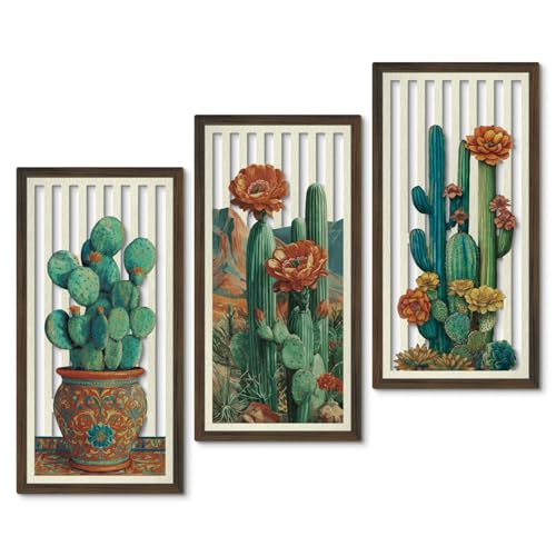 Putuo Decor Mexican Wall Decor, Vintage Desert Cactus Wall Art,