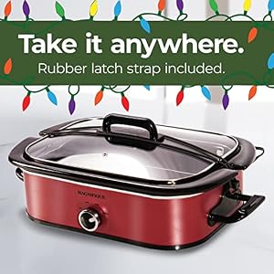 Magnifique 4-Quart Slow Cooker with Casserole Manual Warm Setting - Perfect Kitchen Small Appliance for Family Dinners, Dishwasher Safe Crock, Red Magnifique 4 Quart Slow Cooker with Casserole Manual Warm Setting Perfect Kitchen Small Appliance for Family Dinners Dishwasher Safe Crock Red