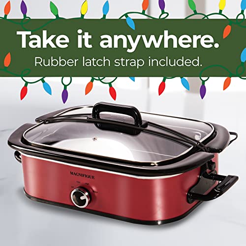 Magnifique-4-Quart-Slow-Cooker-with-Casserole-Manual-Warm-Setting-Perfect-Kitchen-Small-Appliance-for-Family-Dinners-Dishwasher-Safe-Crock-Red Magnifique 4 Quart Slow Cooker with Casserole Manual Warm Setting Perfect Kitchen Small Appliance for Family Dinners Dishwasher Safe Crock Red