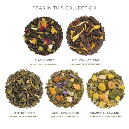 Image of Tea Forte Single Steeps Loose Leaf Tea Sampler, Assorted Variety Tea Box, 15 Single Serve Pouches, Lotus