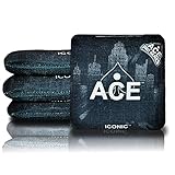 CornholeAce Iconic - Black (Set of 4 Bags) - Professional Cornhole Bags - ACE Pro Stamped