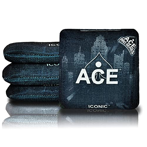 CornholeAce Iconic - Black (Set of 4 Bags) - Professional Cornhole Bags - ACE Pro Stamped