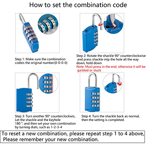 Aulola® Lot de 2 cadenas à combinaison à 4 chiffres pour valises de voyage et bagages, cadenas à code TSA avec code de sécurité et verrouillage sans aucun dommage