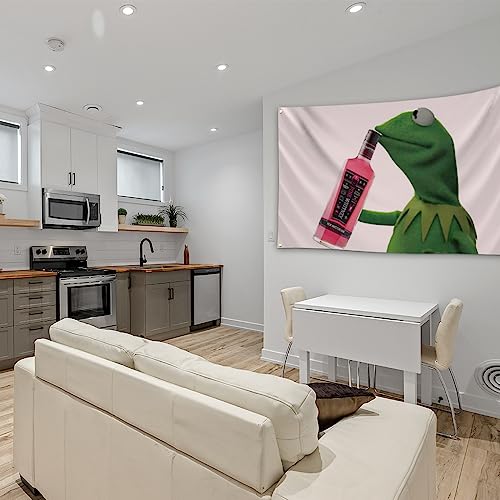 Kermit Frog Flag 3X5 Feet Funny Meme Flags Banner With Brass Grommets For College Dorm Man Cave,Outdoor,Parties,Bedroom Decor #TOP3