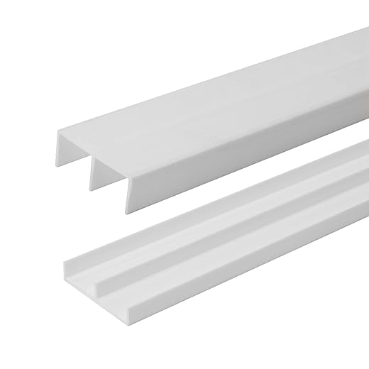 4 Ft. Long White Plastic Sliding Door Track Set for 3/4" Thick Panels (Pack of 1) by Outwater Plastics